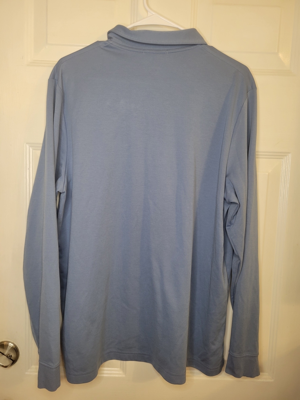 LL Bean Polo Shirt Rugby Slightly Fitted Blue Long Sleeve Men Large Regular - Picture 8 of 8